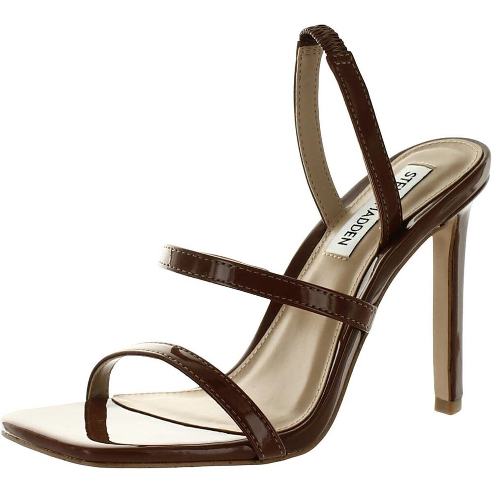 Steve Madden Women's Gracey Heeled Sandal, Cognac Patent, 7
